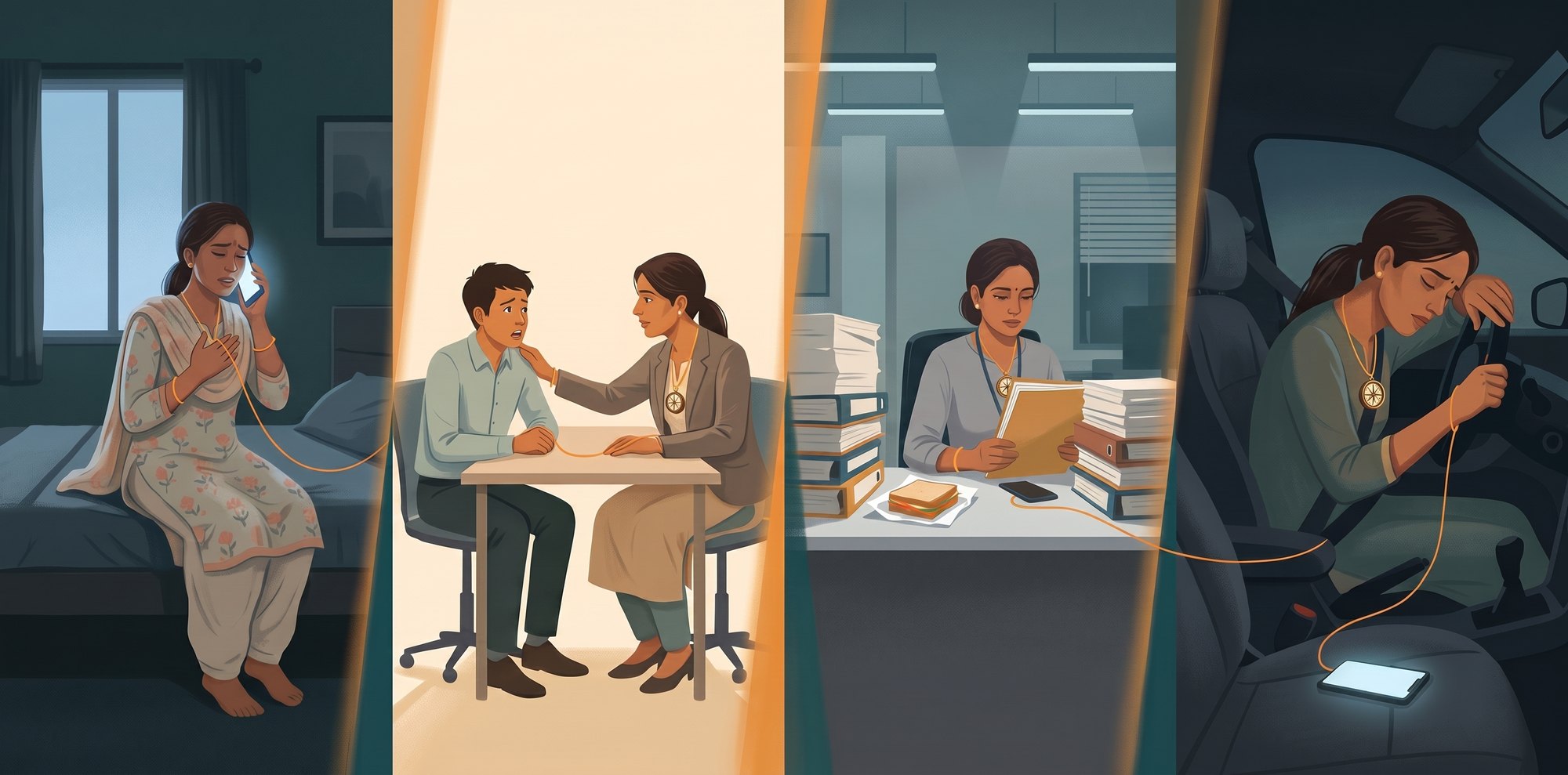 Four moments from fictionalised Radhika’s demanding day
